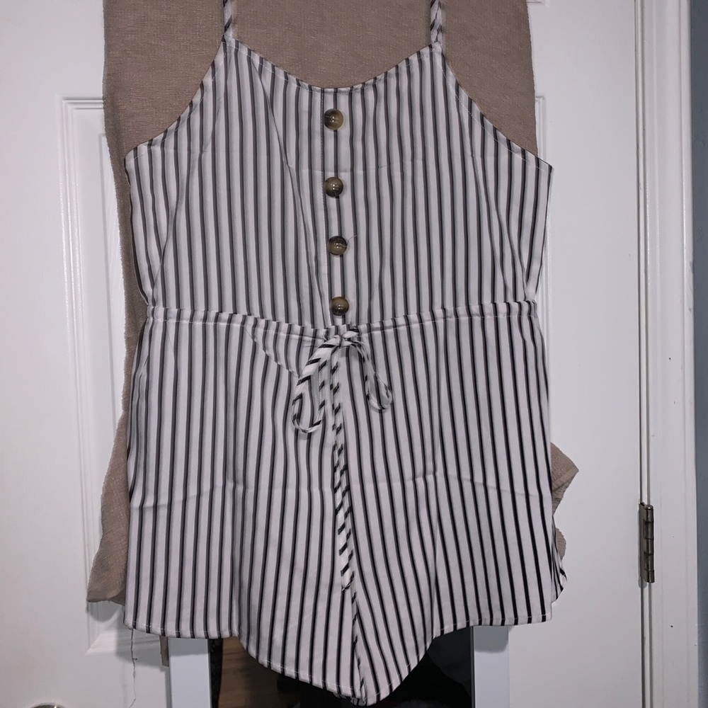 A striped romper.